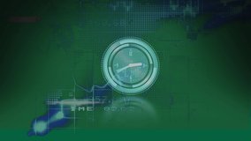 Animation of clock over graphs on green background. finance, economy, data processing and technology concept digitally generated video. - Powered by Shutterstock - Get 15% off with code: PIKWIZARD15