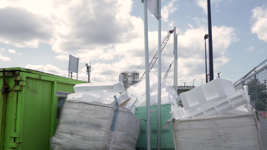 The transfer station in North Vancouver that takes garbage and recycling, styrofoam waste, garbage dump. 4K 24FPS