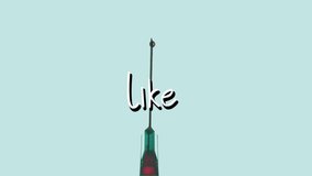 Animation of like text over syringe with liquid. global science, social media and digital interface concept digitally generated video.
