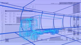 Animation of 3d car drawing driving with data processing over grid. global car engineering, design and data processing concept digitally generated video. - Powered by Shutterstock - Get 15% off with code: PIKWIZARD15