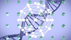 Animation of dna strand and rows of green cubes over globe. global data processing, science and research concept digitally generated video. - Powered by Shutterstock - Get 15% off with code: PIKWIZARD15