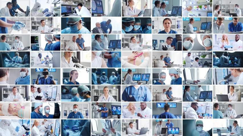 Professional medical doctors working in hospital office, Portrait of young and confident physicians. Medical concept. Royalty-Free Stock Footage #1093269475