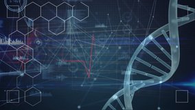 Animation of scientific data, dna and connections over navy background. science, biology, connections and technology concept digitally generated video. - Powered by Shutterstock - Get 15% off with code: PIKWIZARD15