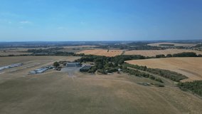 An Aerial footage of Energy Free Gliders Parked at a Field of Dunstable Downs England Great Britain UK
