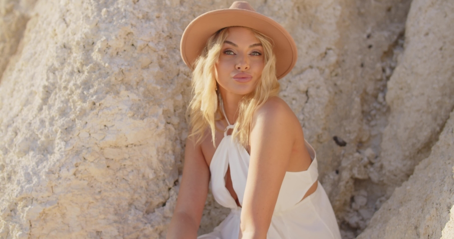 Model with face correction and enlarged lips. Plastic surgery