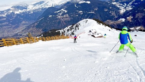 Boy Ski Fast Downhill On Alpine Stock Footage Video (100% Royalty-free ...