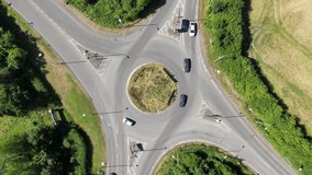 Aerial view of UK roundabout junction