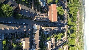 Vertical video aerial view of traditional UK terraced houses, suburbs and community. - Powered by Shutterstock - Get 15% off with code: PIKWIZARD15
