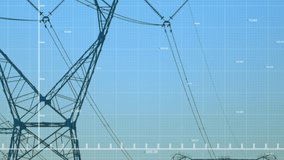 Animation of statistics with green line and data processing over electric pylons. global environment, sustainability, technology, business and data processing concept digitally generated video. - Powered by Shutterstock - Get 15% off with code: PIKWIZARD15