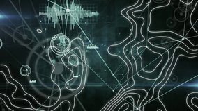 Animation of isohypses over network of connections on black background. network, connections, science and technology concept digitally generated video. - Powered by Shutterstock - Get 15% off with code: PIKWIZARD15