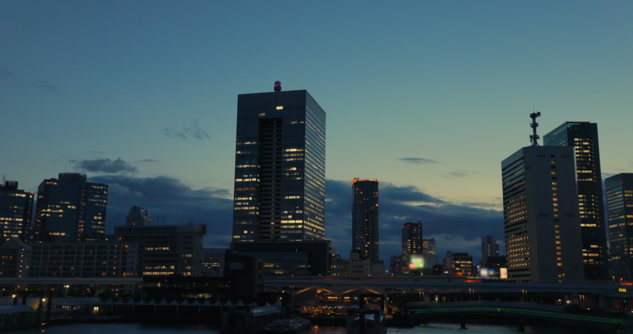 Buildings in Tokyo at dusk with beautiful city lights | Shutterstock HD Video #1093307433