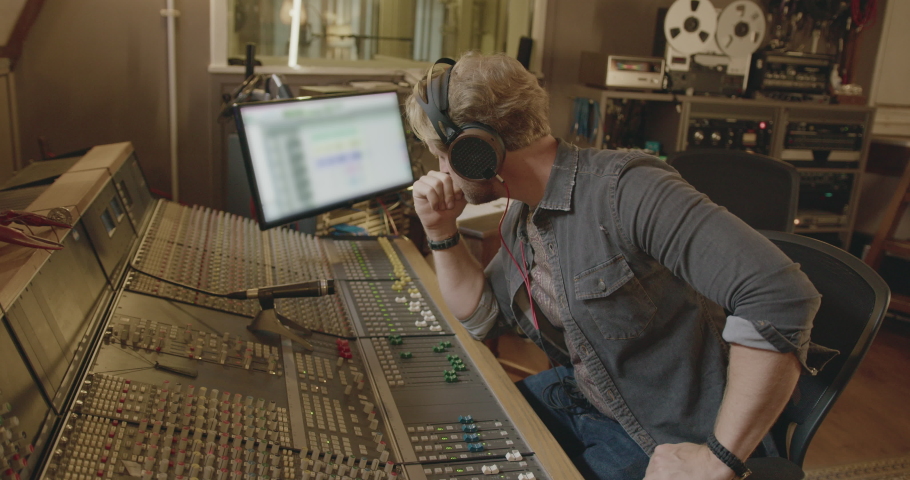 Sound Engineer Recording in Music Studio | Shutterstock HD Video #1093336847