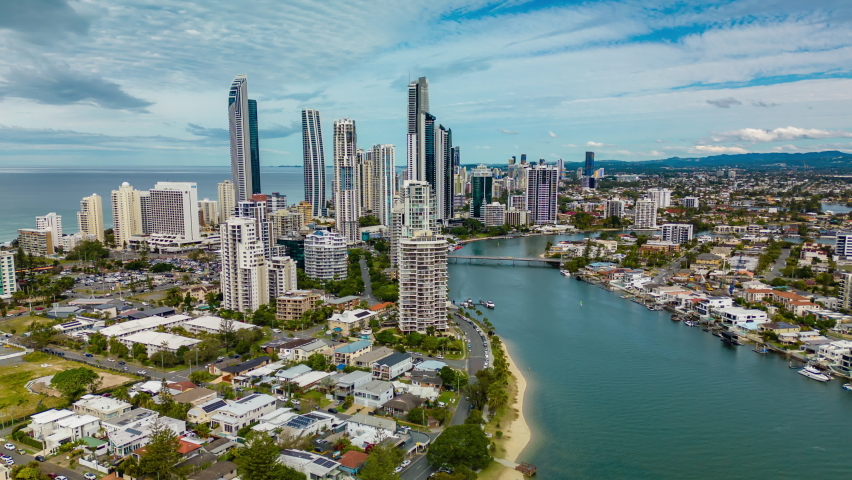 Aerial hyperlapse, dronelapse video of Gold Coast in Australia | Shutterstock HD Video #1093337253