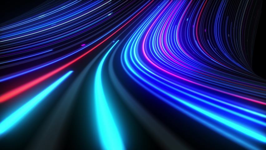 3d rendering colourful abstract neon background space and time strings, highway night lights. Ultra violet rays, glowing lines, virtual reality, speed of light. Royalty-Free Stock Footage #1093339651