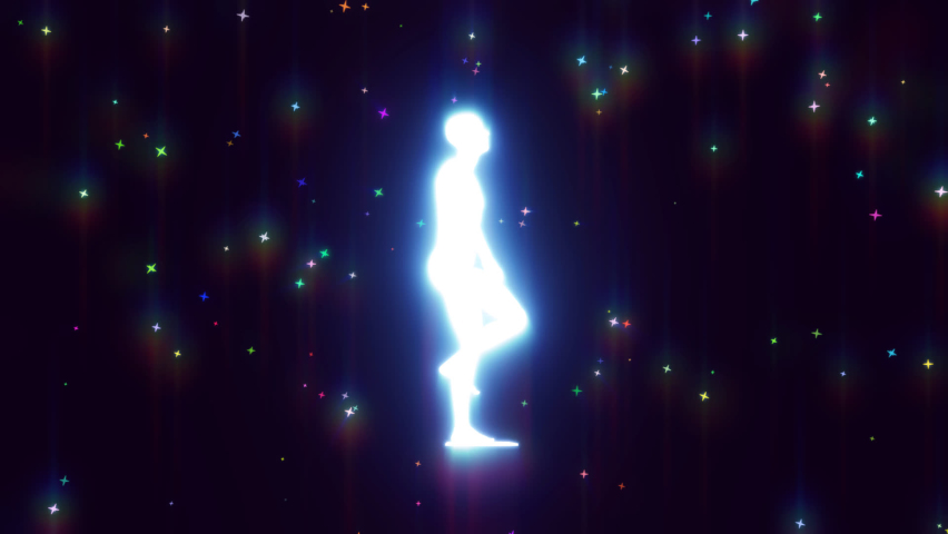 3d render of a glowing man climbing the steps in the astral space Royalty-Free Stock Footage #1093344223