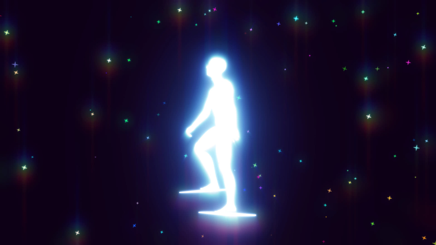 3d render of a glowing man climbing the steps in the astral space | Shutterstock HD Video #1093344223