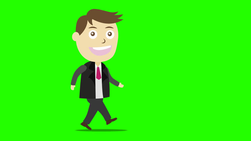 cartoon character businessman walking on green Stock Footage Video (100 ...