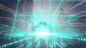 Animation of 3d city model over cityscape. global engineering, connections and digital interface concept digitally generated video. - Powered by Shutterstock - Get 15% off with code: PIKWIZARD15