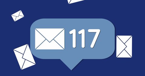 Animation Number New Emails Envelopes Floating Stock Footage Video (100 ...