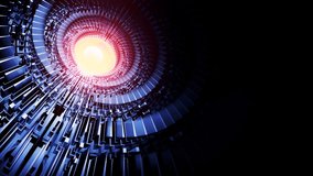 UFO Spaceship hovering in the sky. Design. Rotating turbines of an alien space craft with an energy source in the middle. - Powered by Shutterstock - Get 15% off with code: PIKWIZARD15