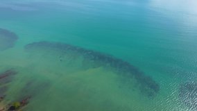 Beautiful sea background summer landscape, Waves sea water surface High quality video Bird's eye view, Drone fly over sea surface high angle view, Top down