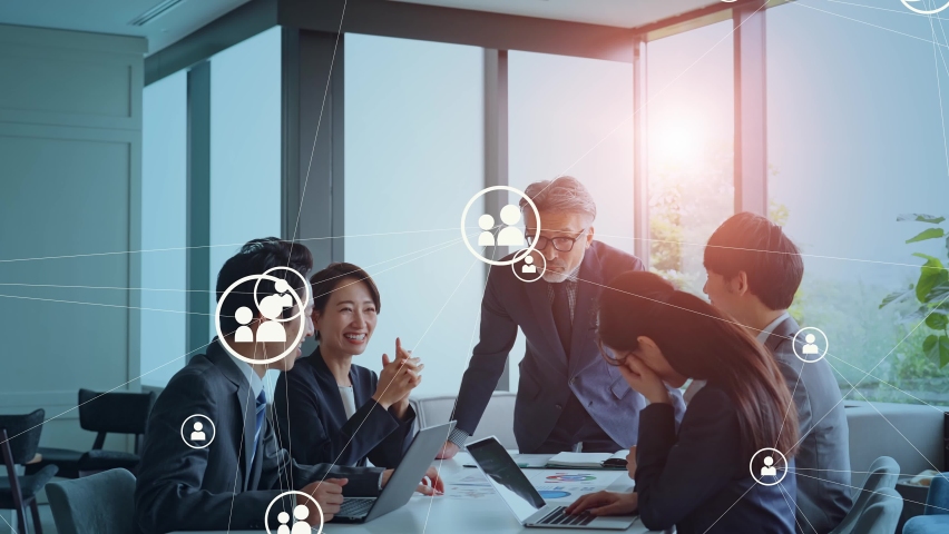 Group of businessperson meeting in office and communication network concept. Connection of business. Royalty-Free Stock Footage #1093365579