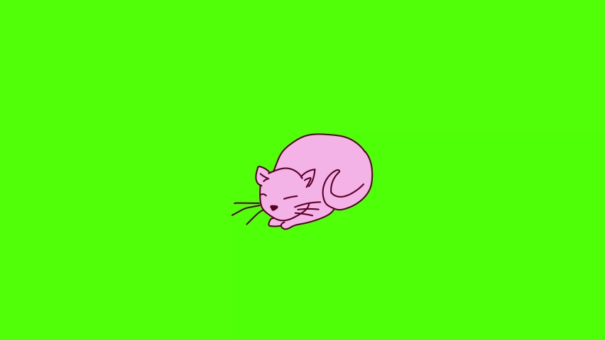 Cartoon cat movement animation on a green screen background  | Shutterstock HD Video #1093366467