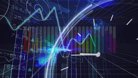 Animation of counting over financial graphs and world map over clock on navy background. Finance, economy, business, data processing and technology concept digitally generated video. - Powered by Shutterstock - Get 15% off with code: PIKWIZARD15