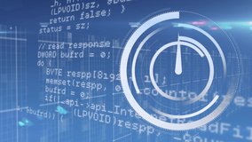Animation of data processing and clock on blue background. computers, programming, data processing and technology concept digitally generated video. - Powered by Shutterstock - Get 15% off with code: PIKWIZARD15