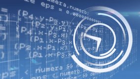 Animation of data processing and clock on blue background. computers, programming, data processing and technology concept digitally generated video. - Powered by Shutterstock - Get 15% off with code: PIKWIZARD15