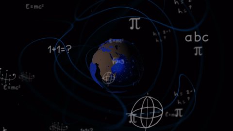 Animation Rotating Globe Math Formulas On Stock Footage Video (100% ...