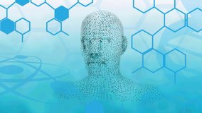 Animation of human bust, network of connections with chemical structures. global science, connections and data processing concept digitally generated video. - Powered by Shutterstock - Get 15% off with code: PIKWIZARD15