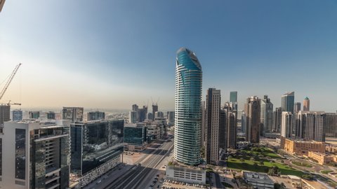 Panorama Showing Dubais Business Bay Downtown Stock Footage Video (100% ...