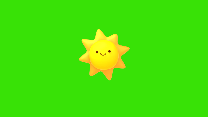 Looped isolated 3d cartoon cute sun on green screen background. Royalty-Free Stock Footage #1093408575