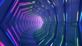 Flying through a fast moving multicoloured neon cyberpunk tunnel. This futuristic motion background is full HD and a seamless loop and suitable for a VJ loop or technology videos. - Powered by Shutterstock - Get 15% off with code: PIKWIZARD15