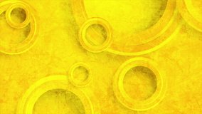Bright yellow abstract grunge geometric motion background with circles. Seamless looping textural motion design. Video animation Ultra HD 4K 3840x2160