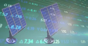 Animation of financial data processing over solar panel. Electricity, energy and power distribution digitally generated video. - Powered by Shutterstock - Get 15% off with code: PIKWIZARD15