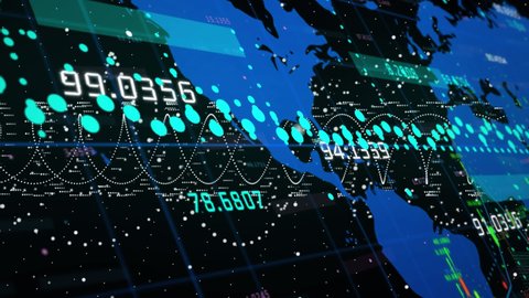 Digital Animation Data Processing Over World Stock Footage Video (100% ...
