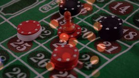 Animation of spots over chips in casino. Global gambling and digital interface concept digitally generated video.