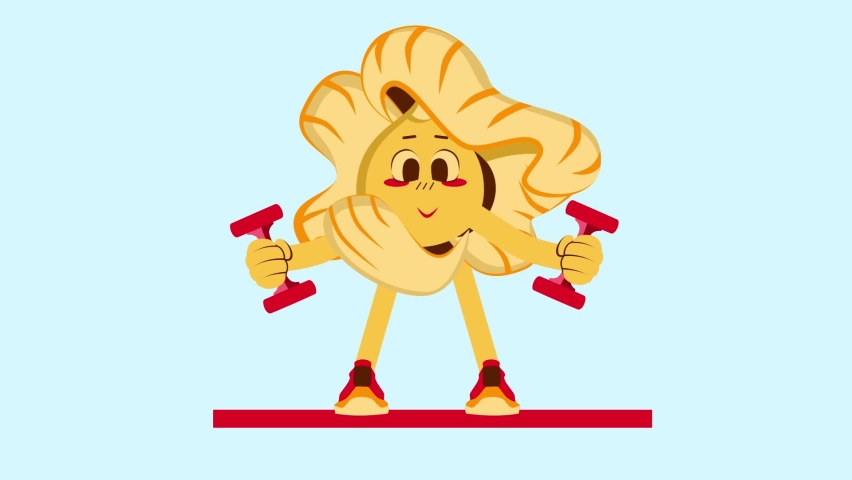 A character lifting up dumbbells