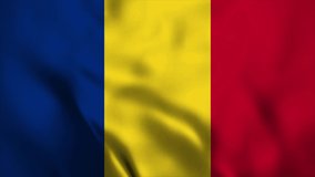 Romania national flag wavy 3d video high resolution looping background