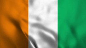 Côte d'Ivoire, Ivory Coast national flag wavy 3d video high resolution looping background