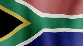 Animation of the national flag of the country of South Africa fluttering in the wind with a fabric texture in 4K