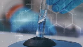 Animation of dna strand and data processing over caucasian scientist in lab. global science, data processing and digital interface concept digitally generated video. - Powered by Shutterstock - Get 15% off with code: PIKWIZARD15