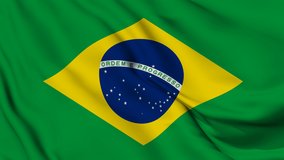 A Brazil national flag, Waving flag of Brazil. 4k seamless animation.