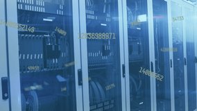 Animation of data processing over server room. global technology, data processing and digital interface concept digitally generated video. - Powered by Shutterstock - Get 15% off with code: PIKWIZARD15