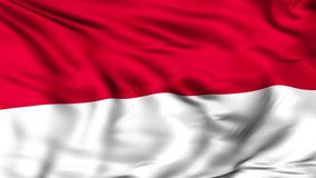 Indonesia flag waving in slow motion in the wind. Seamless loop animation with highly detailed fabric texture in 4K resolution.