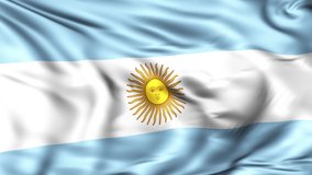 Argentina flag waving in slow motion in the wind. Seamless loop animation with highly detailed fabric texture in 4K resolution.