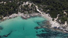 Kavourotrypes beach Halkidiki Sithonia Greece. Drone video. 