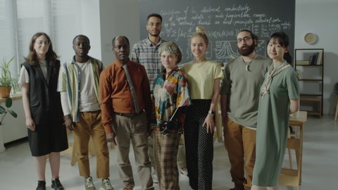 Zoom Group Portrait Multiethnic Students African Stock Footage Video